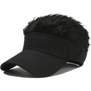 Novelty Hair Visor Sun Cap Wig Peaked Baseball Hat with Spiked Hairs