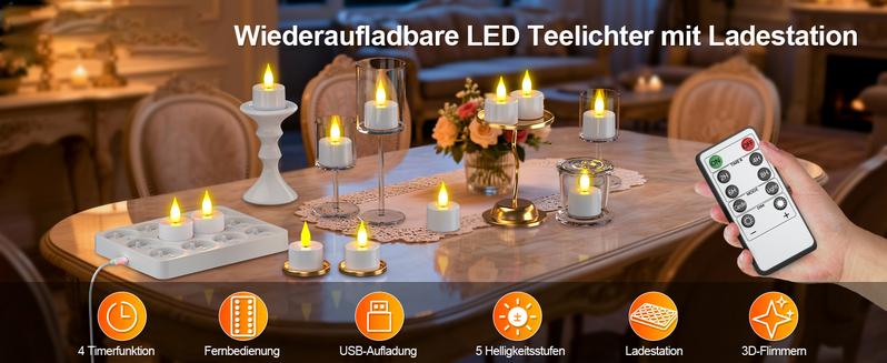 Flameless Candles, 2025 12pcs USB Rechargeable Tea Lights Candles for Christmas Decor with Remote Control for Home Table Wedding Christmas Halloween Decor Flameless Candles, 2025 12pcs USB Rechargeable Tea Lights Candles for Christmas Decor with Remote Control for Home Table Wedding Christmas Halloween Decor