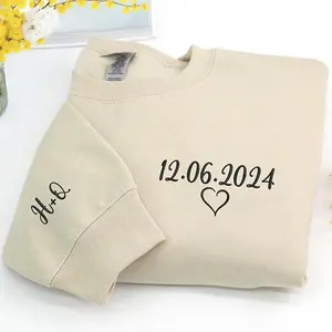 Embroidered Personalized Date Sweatshirt, Matching Couple Sweatshirt with Initials, His and Hers Sweatshirt, Custom Anniversary Sweatshirt, Valentine Gift for Couple