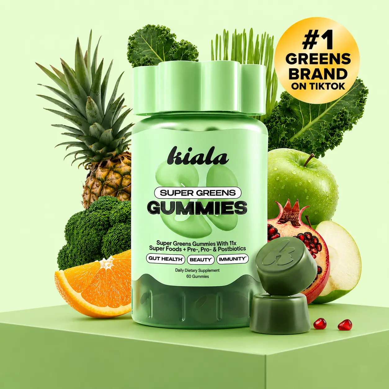 Organic Super Greens Gummies, Gut Support Dietary Supplement with Immune Boost, Natural Digestion Support & Bloating Relief Organic Super Greens Gummies, Gut Support Dietary Supplement with Immune Boost, Natural Digestion Support & Bloating Relief