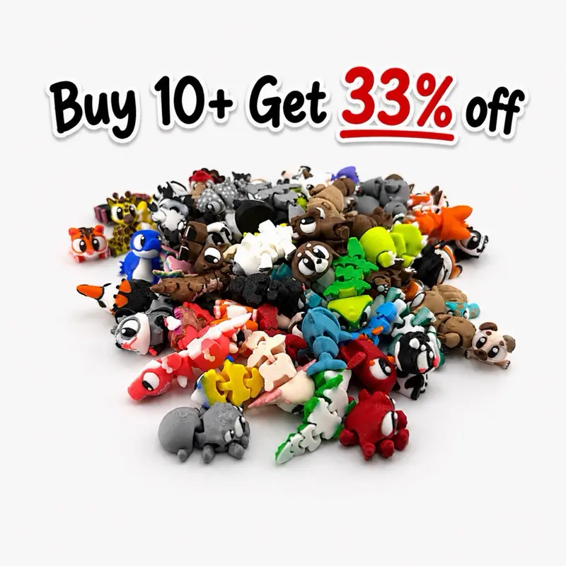 3D Printed Articulated Animal Figurines, Actuating Mini Fidget Toys, 3Dprinted Stuff for Stress Relief, Room Decorations, Great Gift for Desk Accents