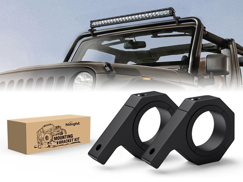 Nilight 2PCS Roll Bar Clamps Mounting Brackets LED Light Mount Clamps Tube Light Mounts Fit on 2.135" 2.25" 2.375" 2.5” Bull Bars Roof Racks Roll Cages for ATV UTV Truck