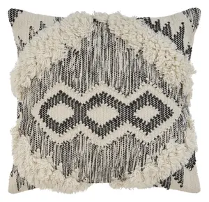 HomeRoots 516962 20 x 20 in. Linen Cotton Blend Zippered Pillow, Black & Ivory