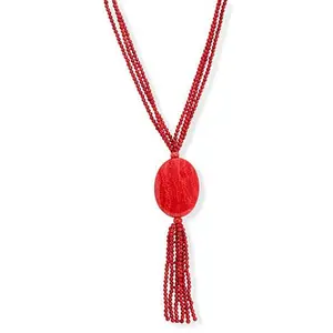 Mine Finds by Jay King 3-Strand Red Coral Tassel Drop Necklace