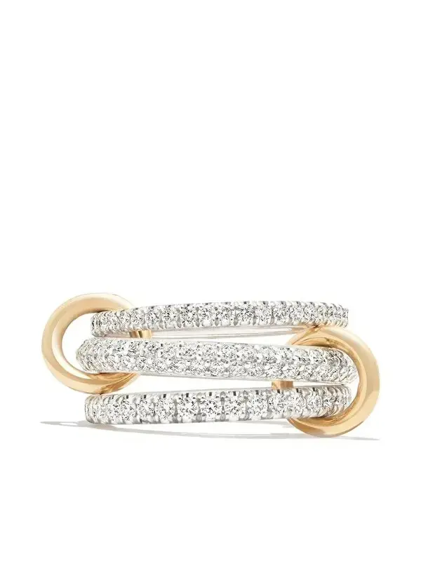 TEWIKY Greenish Spring Jewelry Interlocked Stackable Rings for Women - Statement Multi Ring Mixed Metals Stack - Cubic Zirconia Stacking Jewelry For Summer dealsforyoudays