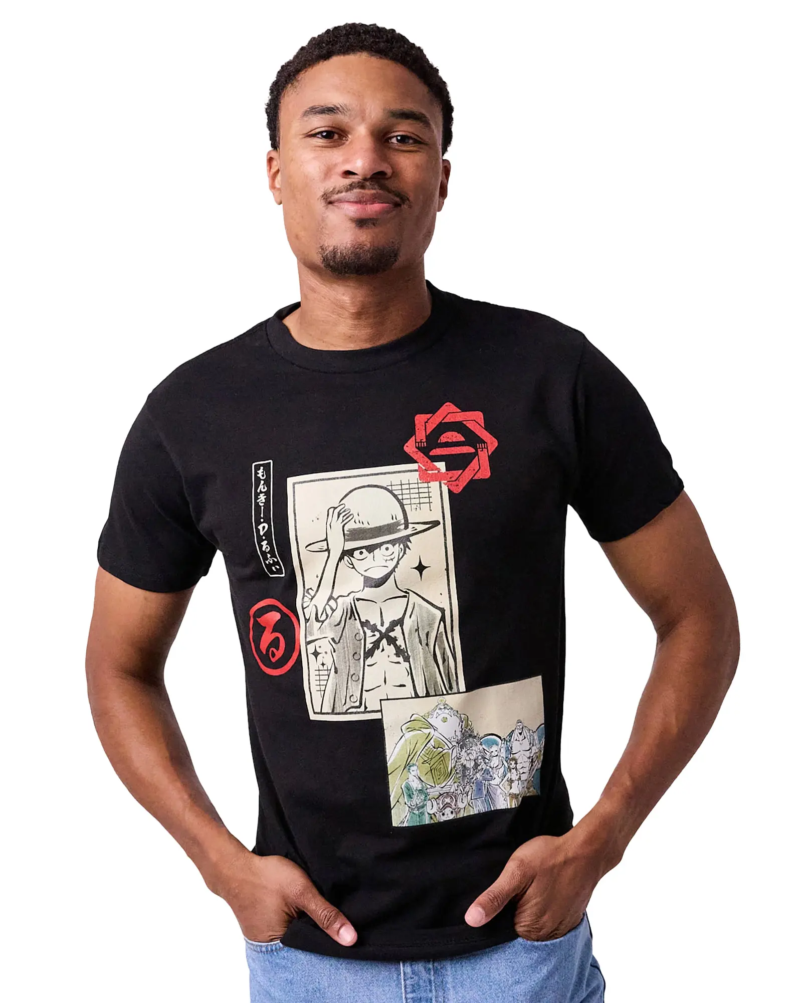 One Piece T-Shirt Men's Monkey D. Luffy Straw Hat Pirate Short Sleeve Tee