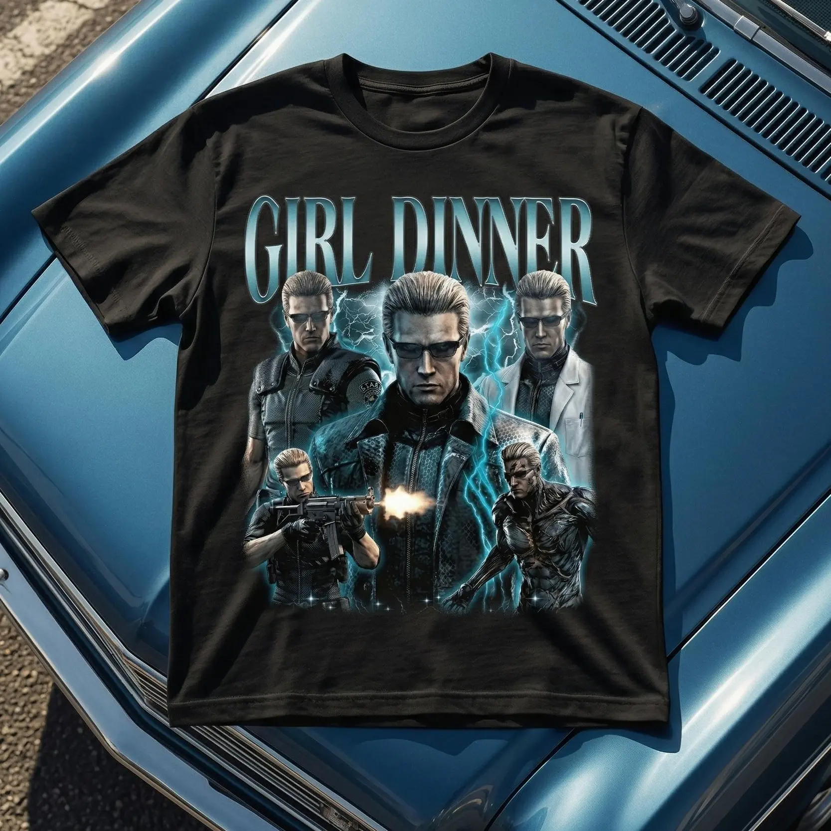 Albert Wesker Blue Vintage Mineral Washed T-shirt, Res1dence Ev1ls Movie Game Sweatshirt, Enemy Leon S. Kennedy Hoodie, Gift For Pretty Boy Cop Gamer, Raccoon City Police Lover, Fitness and Handsome Cop Ever