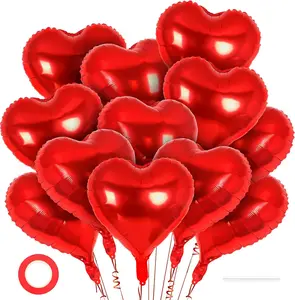Valentine's Day Gift 12 Pcs Red Heart Balloons,18 Inch Heart Foil Balloons Love Balloon Valentine Balloon for Birthday Party Wedding Engagement Party Baby Shower Valentine Day Decorations (red)