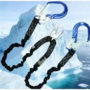 6FT Dual Leg Internal Shock Absorbing Lanyard Aluminum Pelican Rebar Steel Snap Hook OSHA ANSI Rated Heavy Duty Webbing