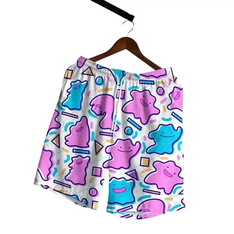 Full Print Ditto Anime Unisex Casual Hawaiian Shorts, Poke Beach Hawaiian Shorts, Summer Vibe, Summer Hawaiian Shorts, Gift for Men Women, Perfect for Beach, Pool, Gym, Outdoor Activities
