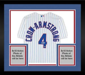 Framed Pete Crow-Armstrong Chicago Cubs Autographed White Pinstripes Nike Replica Jersey - Fanatics Authentic Certified