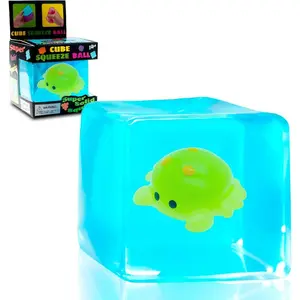 Fidget Squishy Stress Cube Toys, Glow in The Dark with Cute Crab, Stress Relief Toy for Kids & Adults Holiday Presents, Gifts for Halloween and Christmas