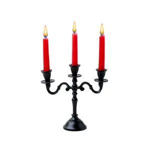 3 Arm Baby Candelabra Black Matte 8 Inch Taper Candle Holders Gothic Decorations Candlesticks Holder Home Decor Wedding Parties Centerpiece for Dining Table