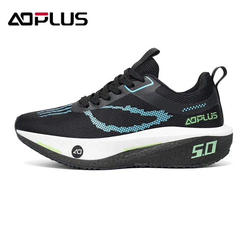 AOPLUS Men's Closed Lace-Up Casual Sneakers - Round Toe Low-Top Flyknit Walking Shoes, Fabric Upper, Breathable Mesh, Durable Foam Sole, Training Sports Shoes for All-Day Athletic Wear