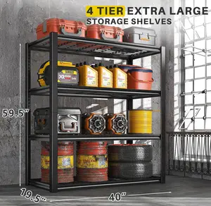 Raybee Furniture 4/5-Layer Heavy Duty 2240LBS-2550LBS Garage Storage Shelves, Adjustable Metal Shelving for Garage,Basement,Pantry