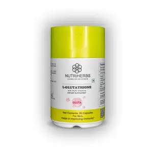 NUTRiHERBS L-Glutathione Capsules Antioxidant Supplement w. Vitamin C, L-Lysine & Biotin | Skin Health + Immunity | 30 Capsules