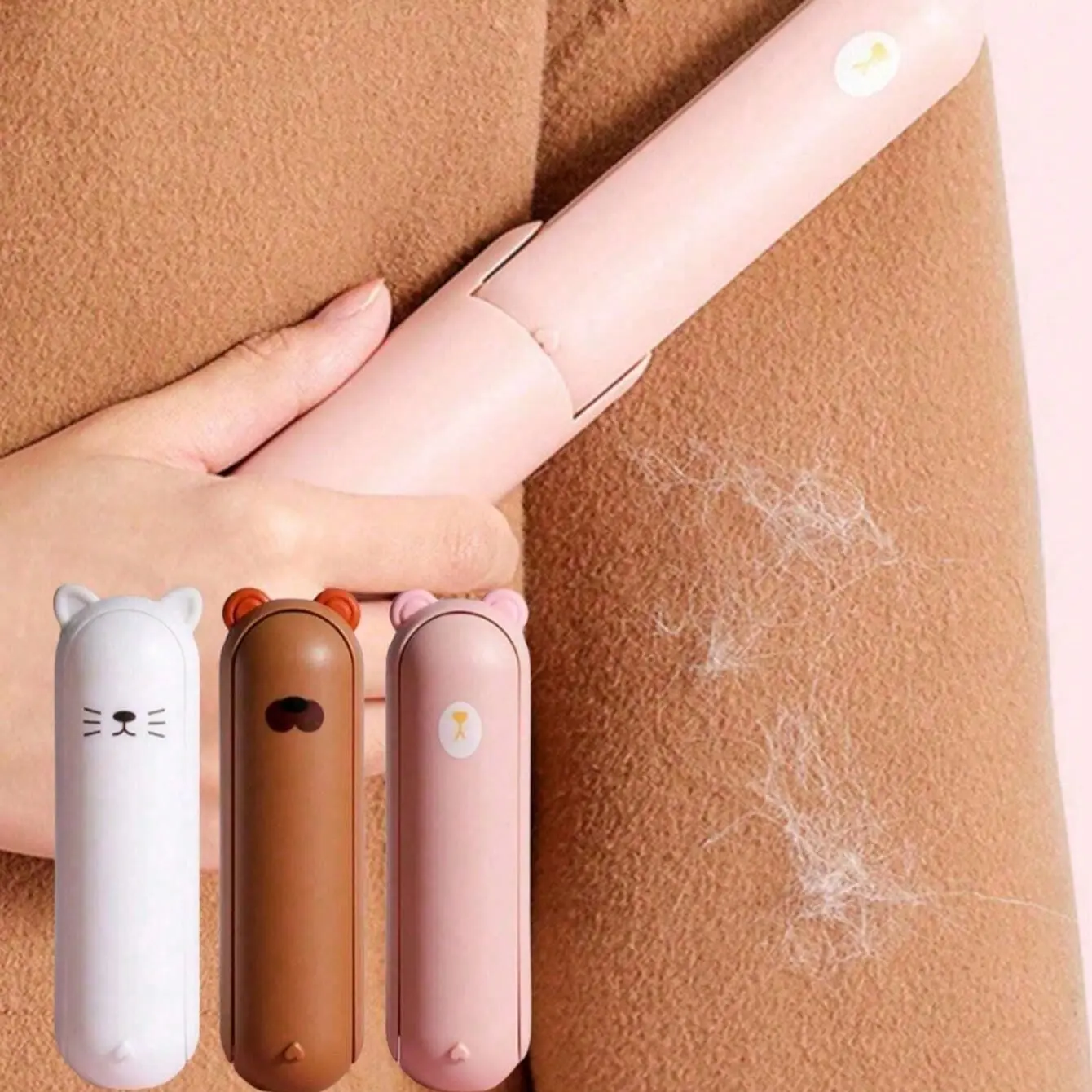 Cartoon Mini Foldable Lint Roller Sticky Roll - Reusable, Washable & Portable Pet Hair Remover Stick for Living Room, Bedroom, Outdoor & Car Clothes Cleaning,Washing Machine Friendly, Clothing Fuzz Remover, Randomly Shaped Like 3 Kinds Of Ears