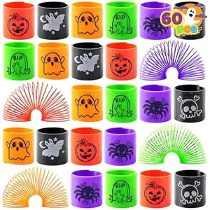 60 PCS Halloween Coil Spring for Kids, Mini Magic Springs Toys, Stress Coils Toy for Halloween Party Favors, Trick or Treat Bags Stuffers, Classroom Exchange, Carnival Game Prizes