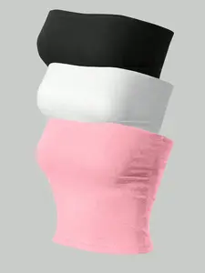 New Women's Fashion Trendy Versatile Halter Top Shoulderless Vest Three-Piece Set, Stylish Casual Wear, Perfect for All Occasions