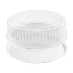 18" White Round Plastic Trays with Lids