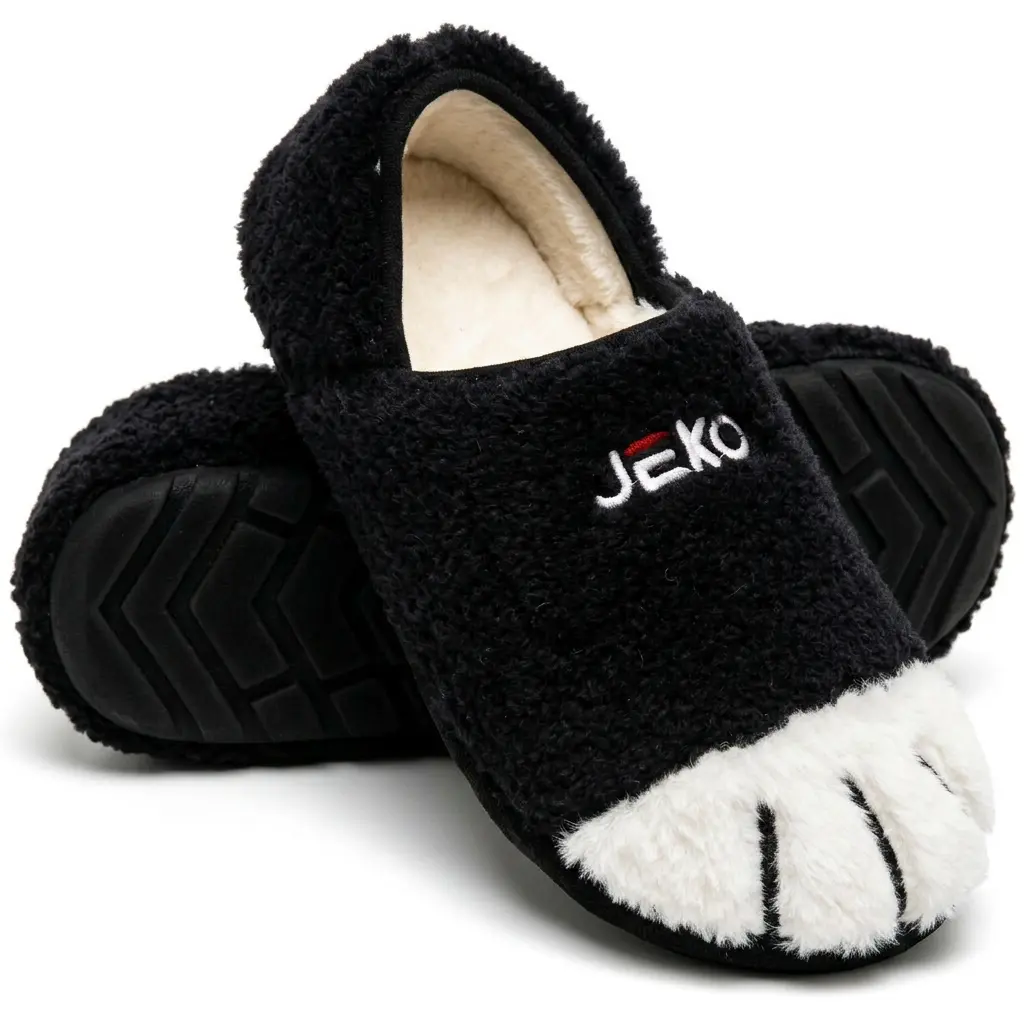 JEKO Ultra Cozy Winter Slippers for Men & Women, Warm Plush House Shoes, Indoor Outdoor Slip On Shoes, Soft Comfortable Fuzzy Shoes with Anti-Slip Sole