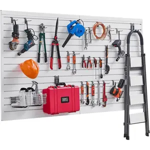 VEVOR Slat Wall Paneling, 8 x 4 ft, PVC Garage Slatwall without Accessories, White Slat Wall Easy-to-Install Adjustable Slatwall Panel with Coupling Structure & DIY Cutting, Fits for Storage & Display