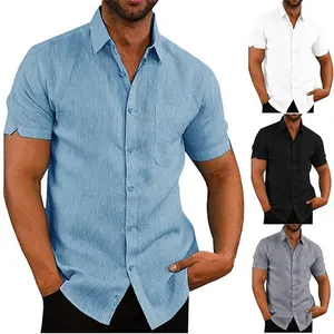 Men's Casual Short Sleeve Summer Button Up Shirt - Breathable Fabric, Classic Collared, Modern Tailored Fit, Available in Multiple Colors - Top Menswear Chinos Plain mens shirts polo Stylish Tropical