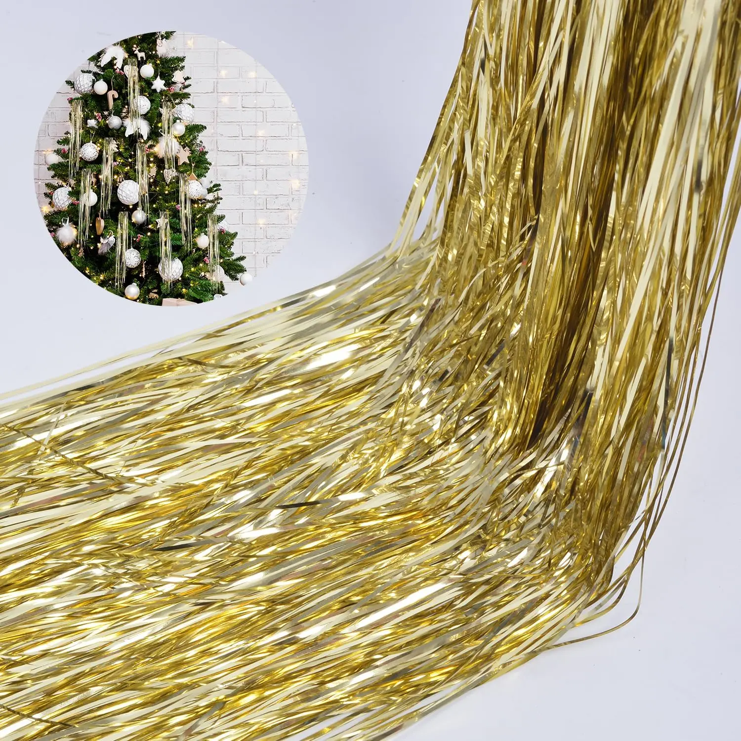 Tinsel Icicles 4000 Strands Metallic  Tinsel Christmas Tree Streamer Party Decoration 18 Inch Tinsel for Christmas Tree Icicles Indoor Outdoor Xmas  Year Disco Birthday Party Supplies