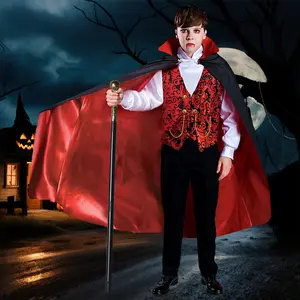 Boys Vampire Costume Set, Halloween Party Vampire Cosplay Outfit with Cape, Shirt, Pants & Cane, kids dracula costume