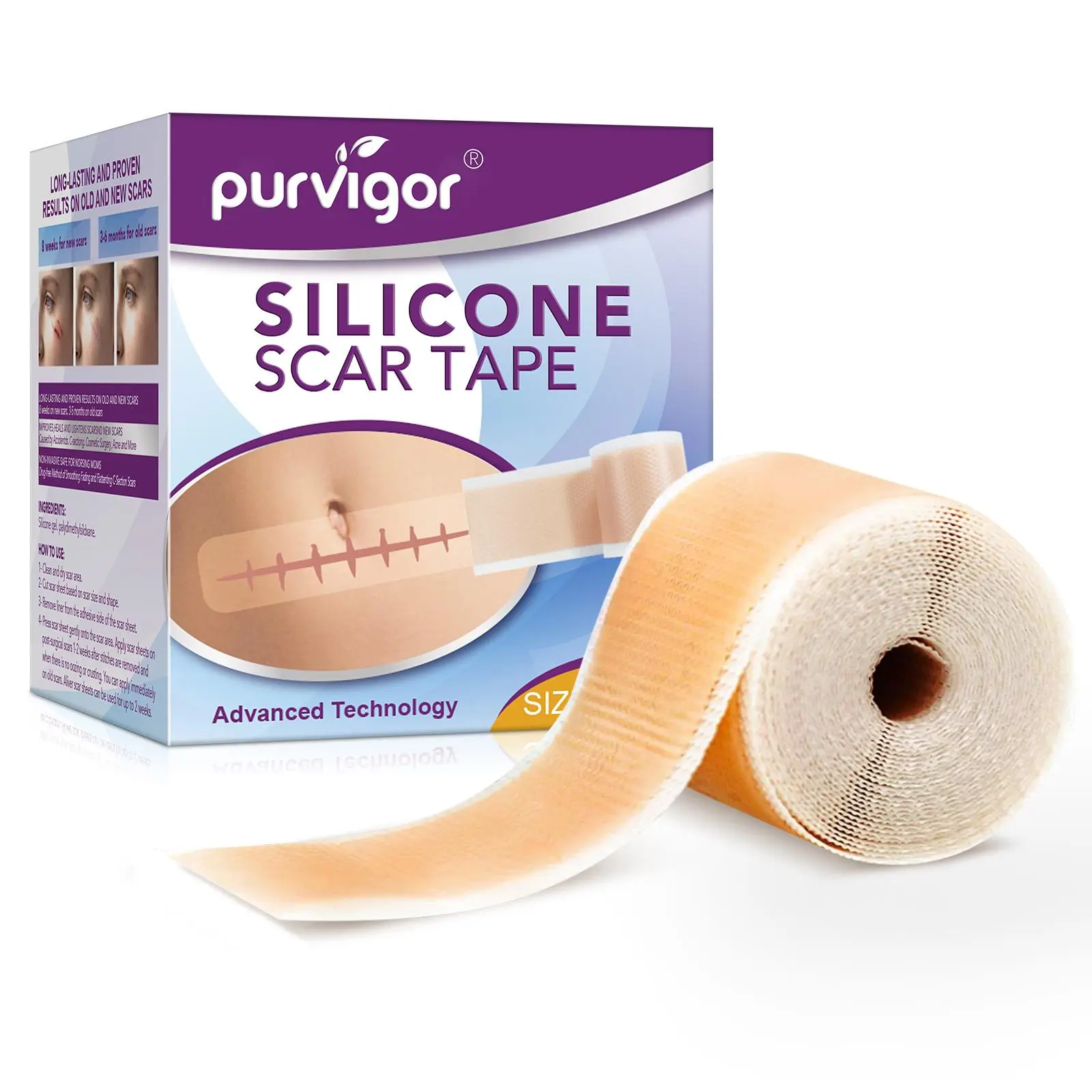Silicone Scar Sheets, 1/2 Boxes Multi-purpose Scar Patches, Smoothing ...