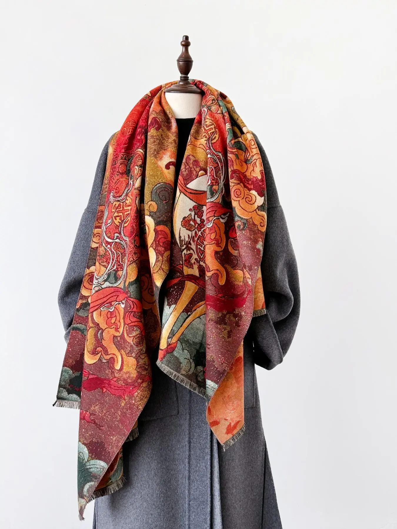 Colorblock Tassel Decor Scarf, 2024 New Style Casual Soft Warm Shawl for Women & Men, Fashion Outdoor Warmth Accessories for Daily Wear Dainty Gift for Your Love