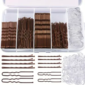 300 Piece Hair Clip Set with Box, Includes 100 Women's Clips, 100 Transparent Bands, 100 Metal U-Shaped Pins, Ideal for Braids and Thick Hair, Hairpins, Hair Accessories For Braids