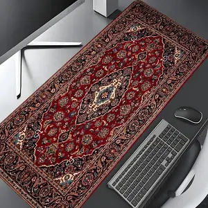 Persian Rug Pattern Vintage Intricate Large Gaming Mouse Pad, Washable Rubber Extended Desk Mat with Non-Slip Base, Aesthetic Home Office Decor, Mouse Pads for Desk, Christian Gifts for Women
