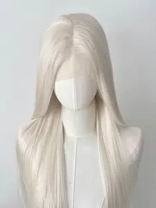 Platinum Lacefront Wig 13x4 Long Straight  White Lace Front Wig High Temperature Fibers  Wigs Lace Front Frontal Cosplay Wig Straight Synthetic Wigs
