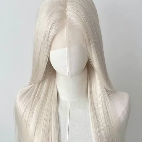 Platinum Lacefront Wig 13x4 Long Straight  White Lace Front Wig High Temperature Fibers  Wigs Lace Front Frontal Cosplay Wig Straight Synthetic Wigs Synthetic Hair Wig High Quality Wigs