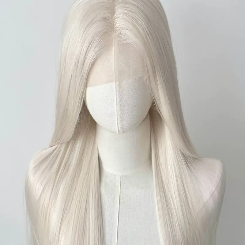 Platinum Lacefront Wig 13x4 Long Straight  White Lace Front Wig High Temperature Fibers  Wigs Lace Front Frontal Cosplay Wig Straight Synthetic Wigs Synthetic Hair Wig High Quality Wigs