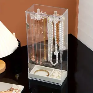 Dust-Proof Necklace Ring Storage Box, Transparent Necklace Hanger, Necklace Display Stand, Jewelry Organizer (does Not Include Jewels)