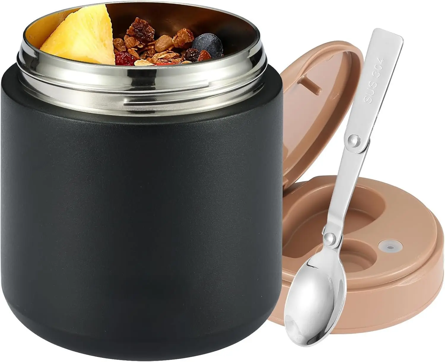 15.2 oz Thermo  Jar for  & Adults, Vacuum Insulated Lunch Container 316 Stainless Steel, Hot & Cold Soup Jar with Spoon,  & Leak Proof