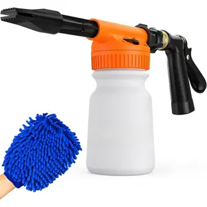 Orange Foam Cannon Garden Hose Sprayer + Mitt - Car Wash Kit, Snow Foam Blaster, Men's Car Accessories car wash sprayer car wash foam sprayer