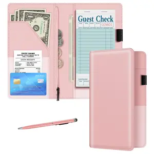 Server Book for Waitress with Zipper Pocket Leather Wallet Organizer Fit Waitresses Apron