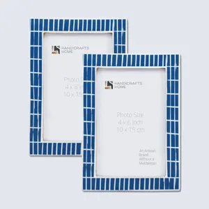 Handicraft Home Handmade Manhattan Subway Picture Frame Resin Inlay Blue,White – 4x6 (Pack of 2)