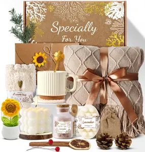 Coralogo Spa Gift Basket for Women – Relaxing Sunflower Spa Set, Self-Care & Luxury Pampering for Her, Wife, Mom, Birthday or Get Well Soon, 11PCS