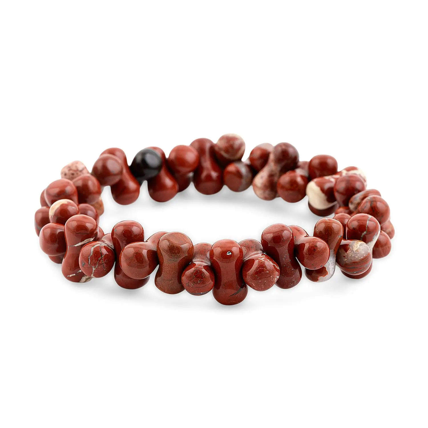 Peanut Red Jasper 136.10 ctw Beaded Bracelet (7.0 In)