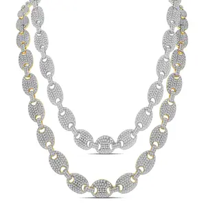 53+ Grams Real Genuine VVS1/D 9.63 Cwt. Moissanite Diamond 14K Gold Finish 9mm Puff Link Mariners Bust Down Cuban Chain Neckless 22"