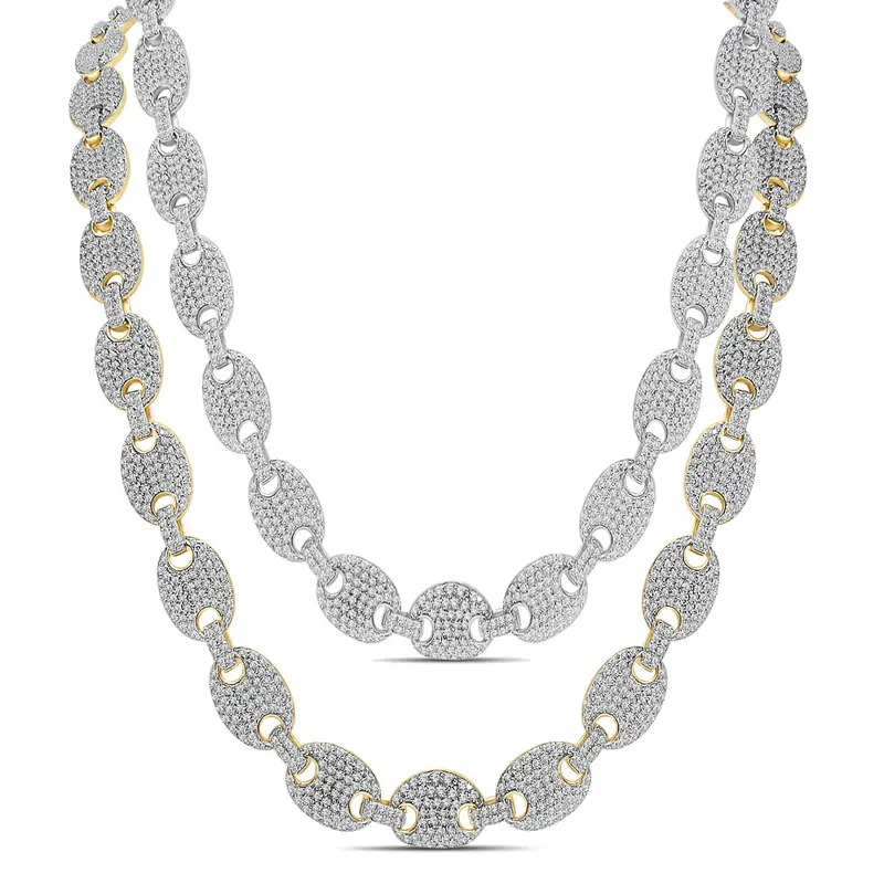 53+ Grams Real Genuine VVS1/D 9.63 Cwt. Moissanite Diamond 14K Gold Finish 9mm Puff Link Mariners Bust Down Cuban Chain Neckless 22"