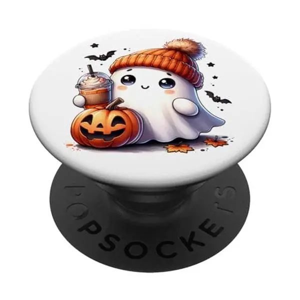 Cute Halloween Ghost Pumpkin Spice Fall Coffee Cozy Autumn PopSockets Adhesive PopGrip