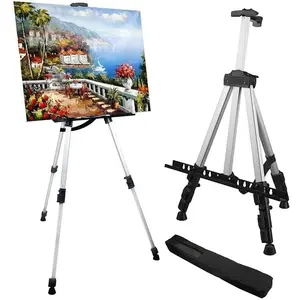 Art Easel Stand for Painting and Sign - 17 to 66 Inch Adjustable Aluminum Tripod Easels for Display, Portable Canvas and Poster Stand with Carry Bag for Beginners, Students and Classroom Use