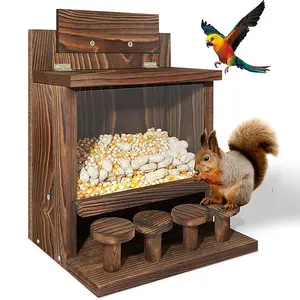 Wooden Bird Feeder, Wild Bird Feeder, Durable Nut Bar Box for Corn & Peanut, Outdoor Bird Feeding Tool, Pet Supplies for Squirrels, Birds, Small Animals