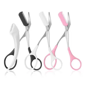 4pcs-Eyebrow Scissors with Eyebrow Razor,Professional Eyebrow Trimmer Scissors with Comb,Non Slip Finger Grips Eyebrow Trimmer, Hair Removal Beauty Accessories for Men Women