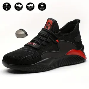 [Puncture Proof Steel Toe Shoes] Men's Steel Toe Puncture Proof Anti-skid Work Safety Shoes, Breathable Woven Knit Industrial Construction Sneakers